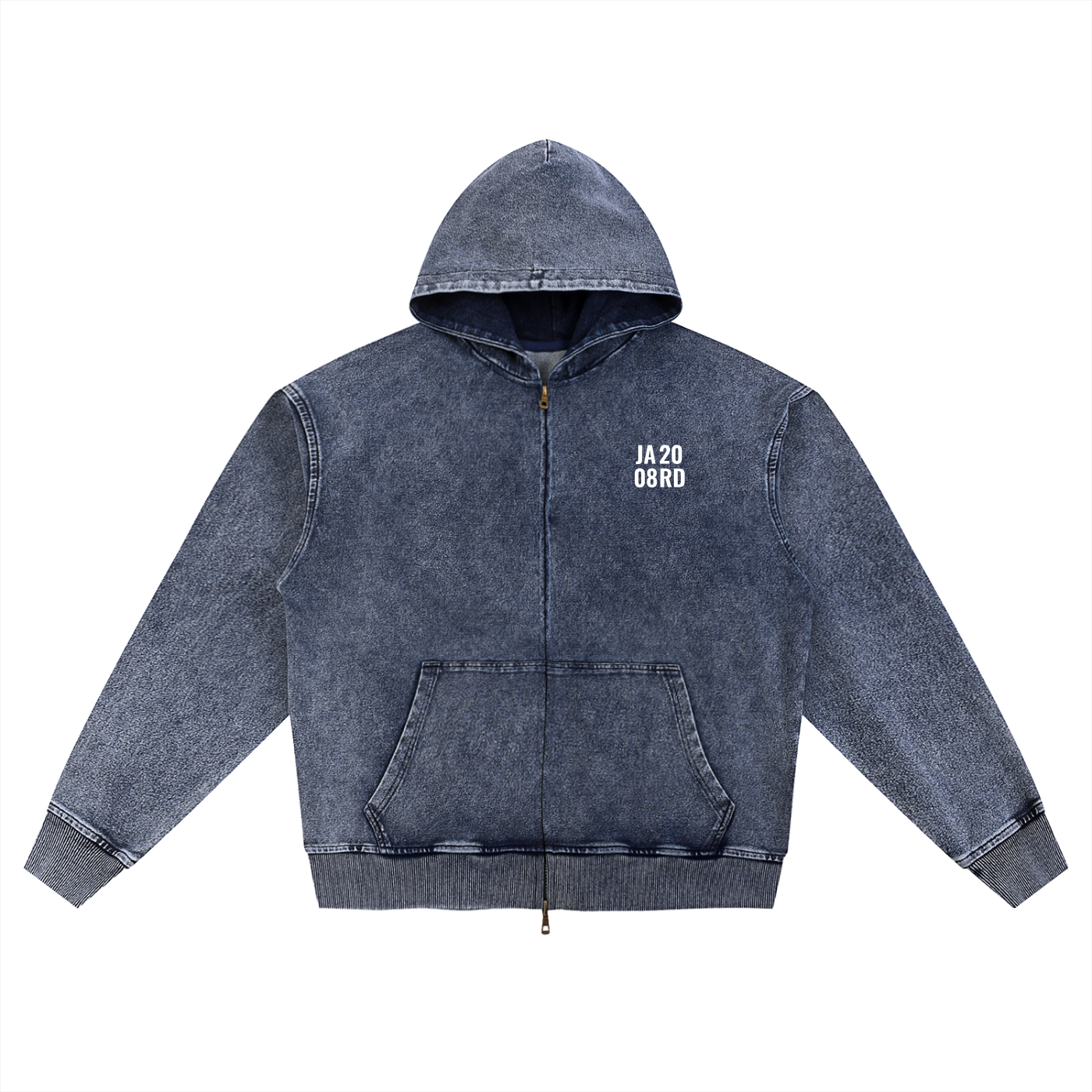 Snow Wash Oversized Zip-Up Hoodie