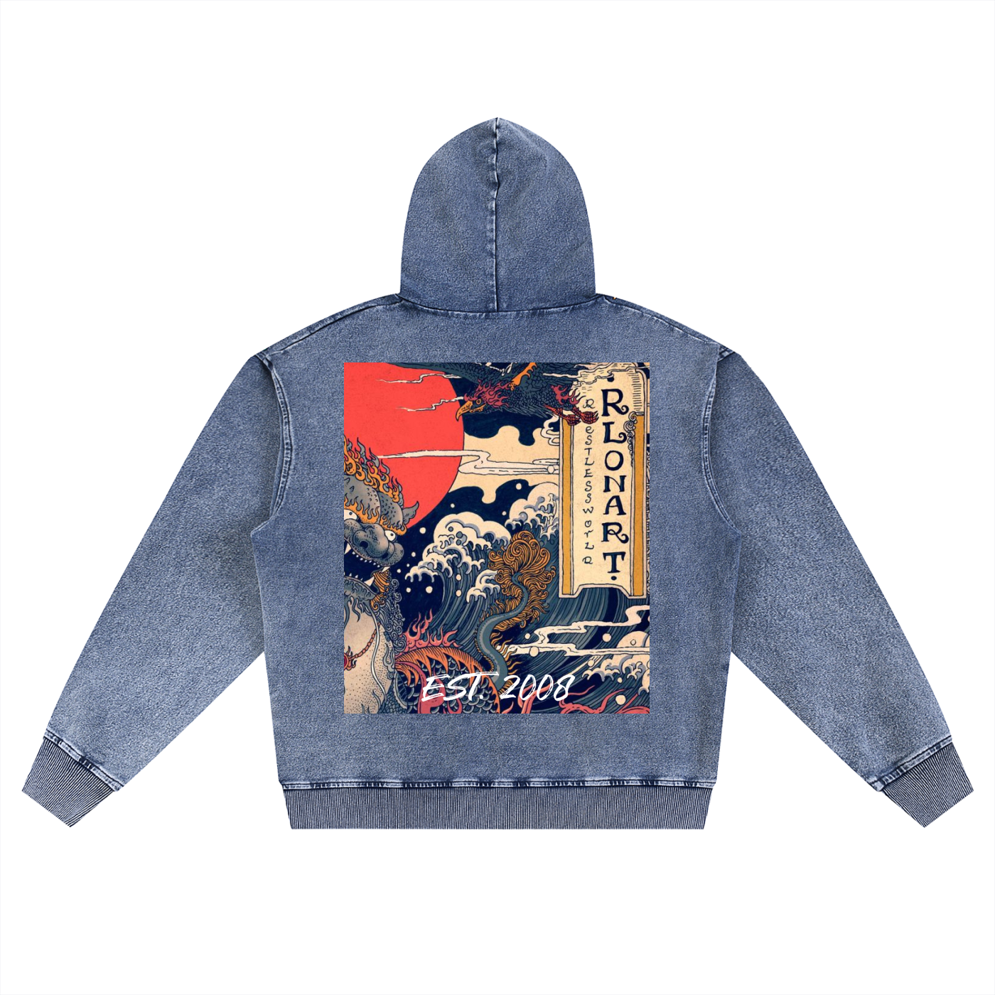 Snow Wash Oversized Zip-Up Hoodie