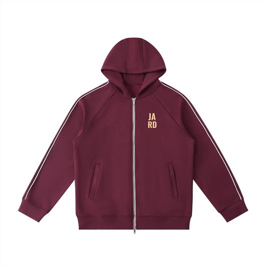 Heavyweight Raglan Sleeve Zip Hoodie (Dull Red)