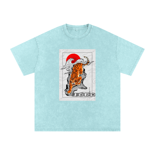 Snow Washed Oversized Cotton T-Shirt ( Water Blue)