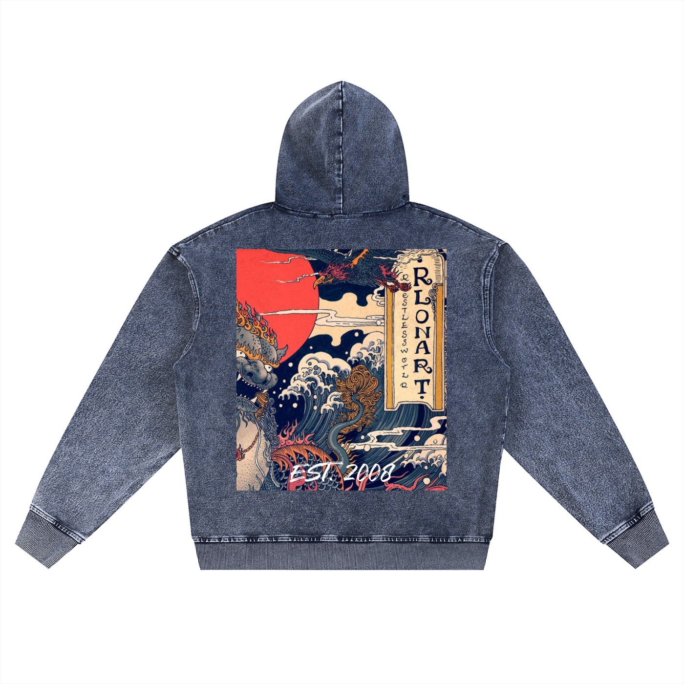 Snow Wash Oversized Zip-Up Hoodie