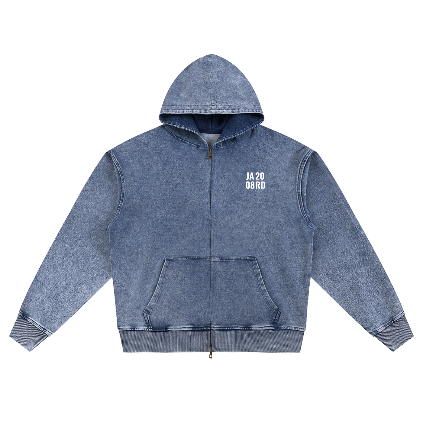 Snow Wash Oversized Zip-Up Hoodie