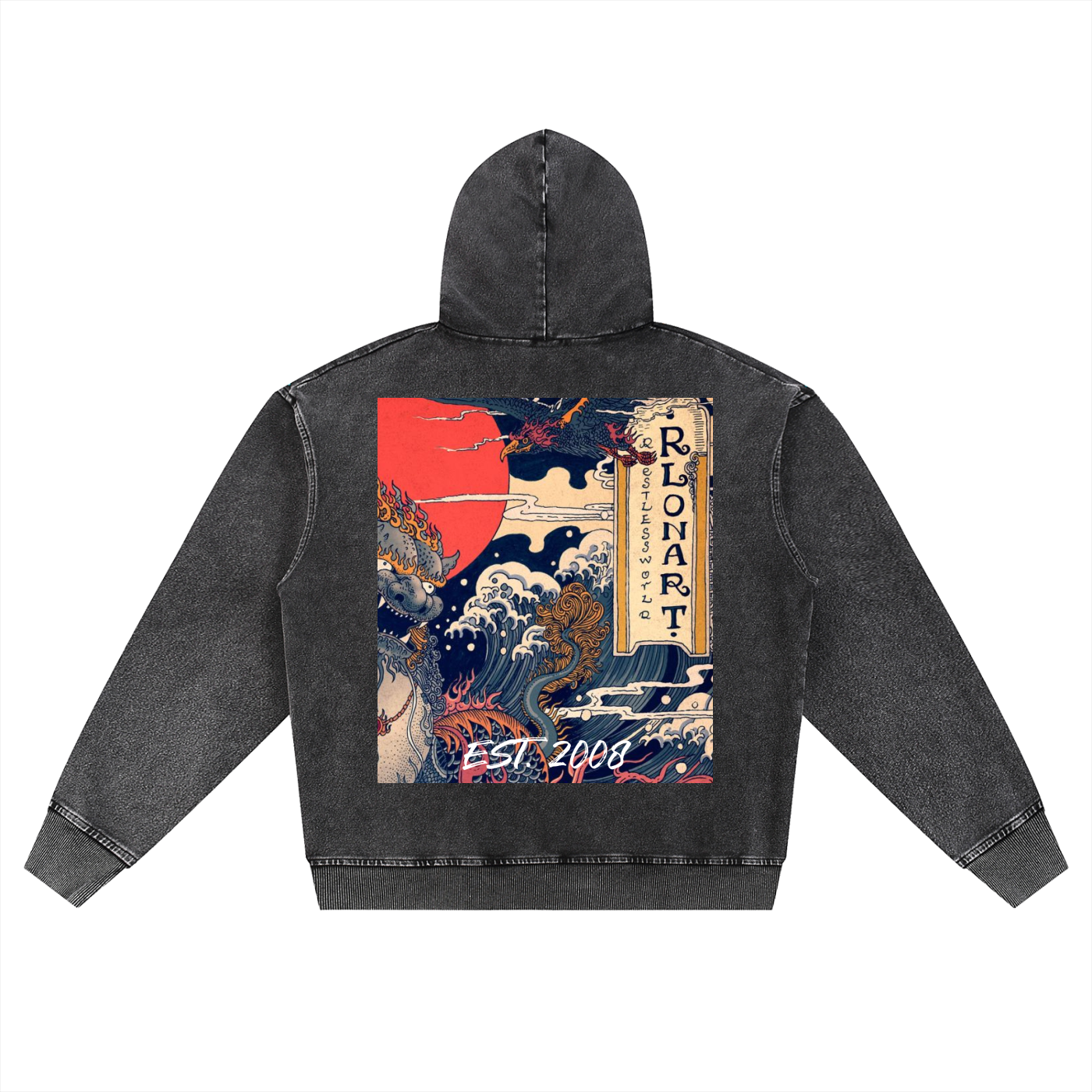 Snow Wash Oversized Zip-Up Hoodie