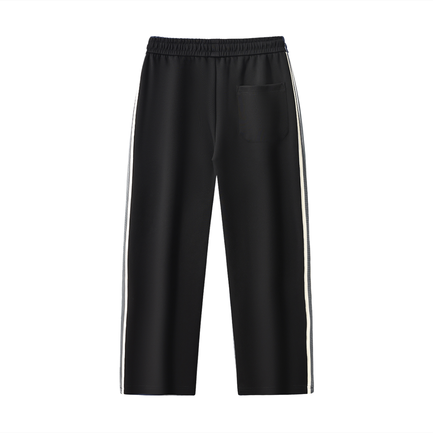 Contrast Side-Stripe Straight-Leg  Pants (Black)