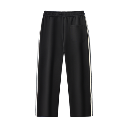 Contrast Side-Stripe Straight-Leg  Pants (Black)