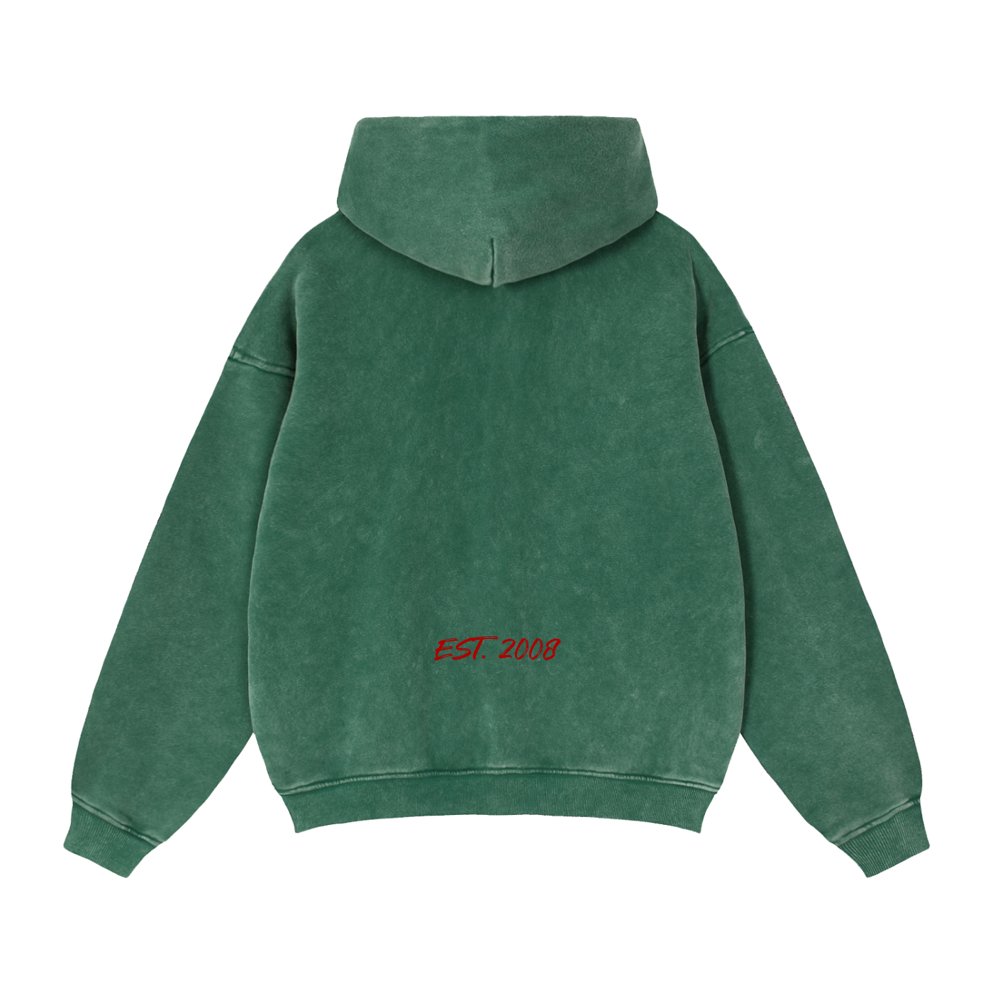 Zip-Through Boxy Fleece Hoodie ( Green )