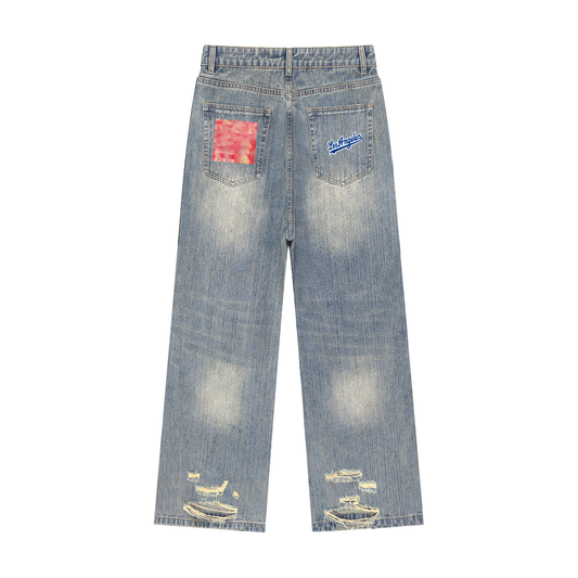 Vintage Wash Distressed Denim Jeans
