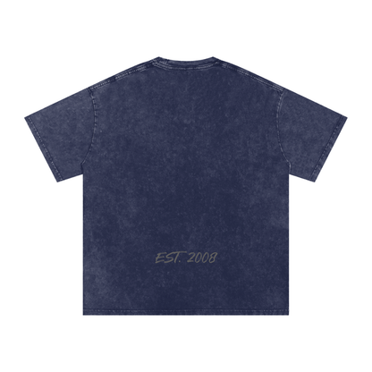 Snow Washed Oversized Cotton T-Shirt (Royal Blue)