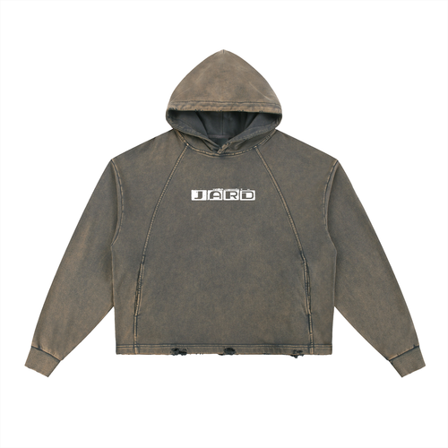 Vintage Washed Frayed-Hem Hoodie