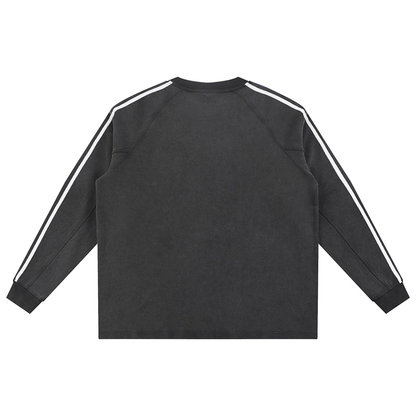 Snow Washed Contrast Tape Sweatshirt (Black)